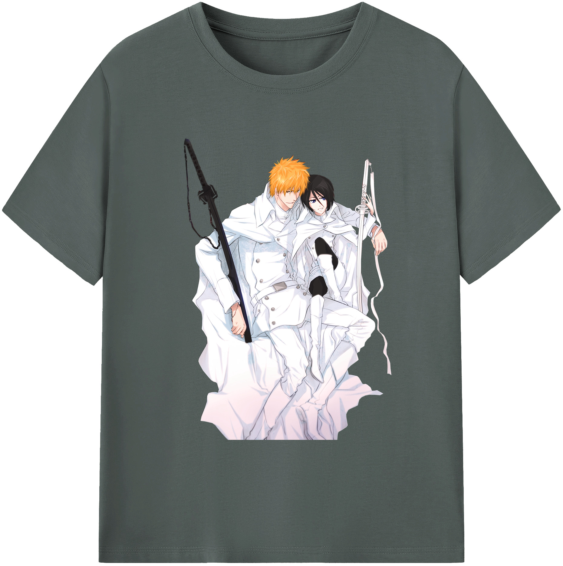 （画像用） ブリーチ 黒崎一護（くろさき いちご）BLEACH Kurosaki Ichigo 綿100％ メンズ半袖Tシャツ｜肌触りやわらか＆通気性